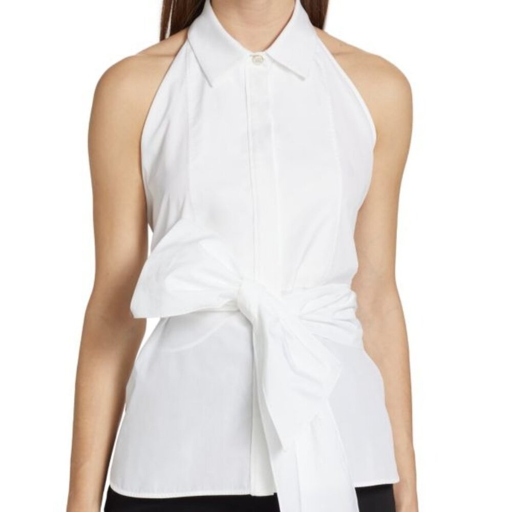 NEW Max Mara Rupia Top in White sleeveless collared blouse tank button down